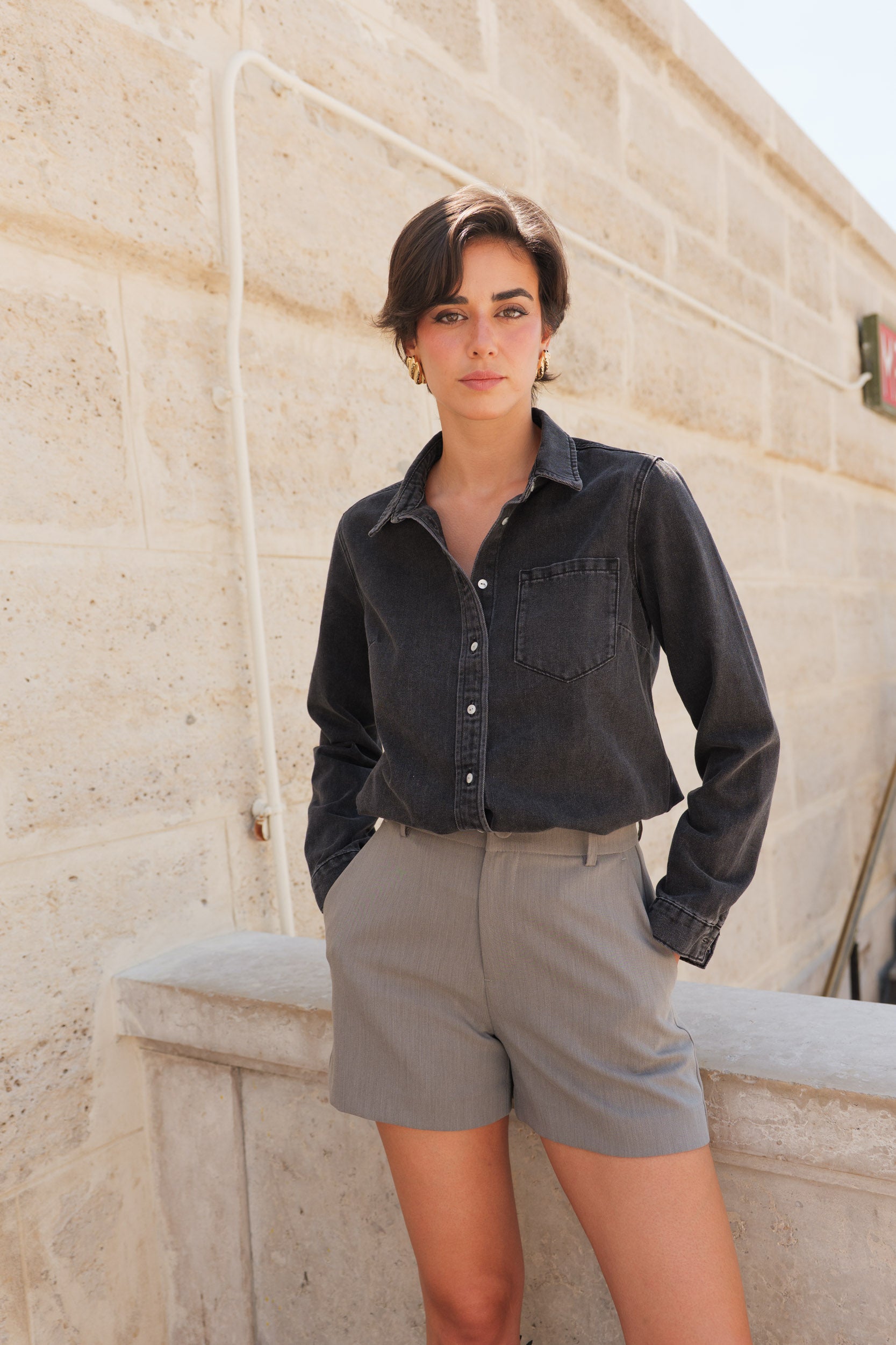 Denim Bermuda Femme Cuisse Large AE 11