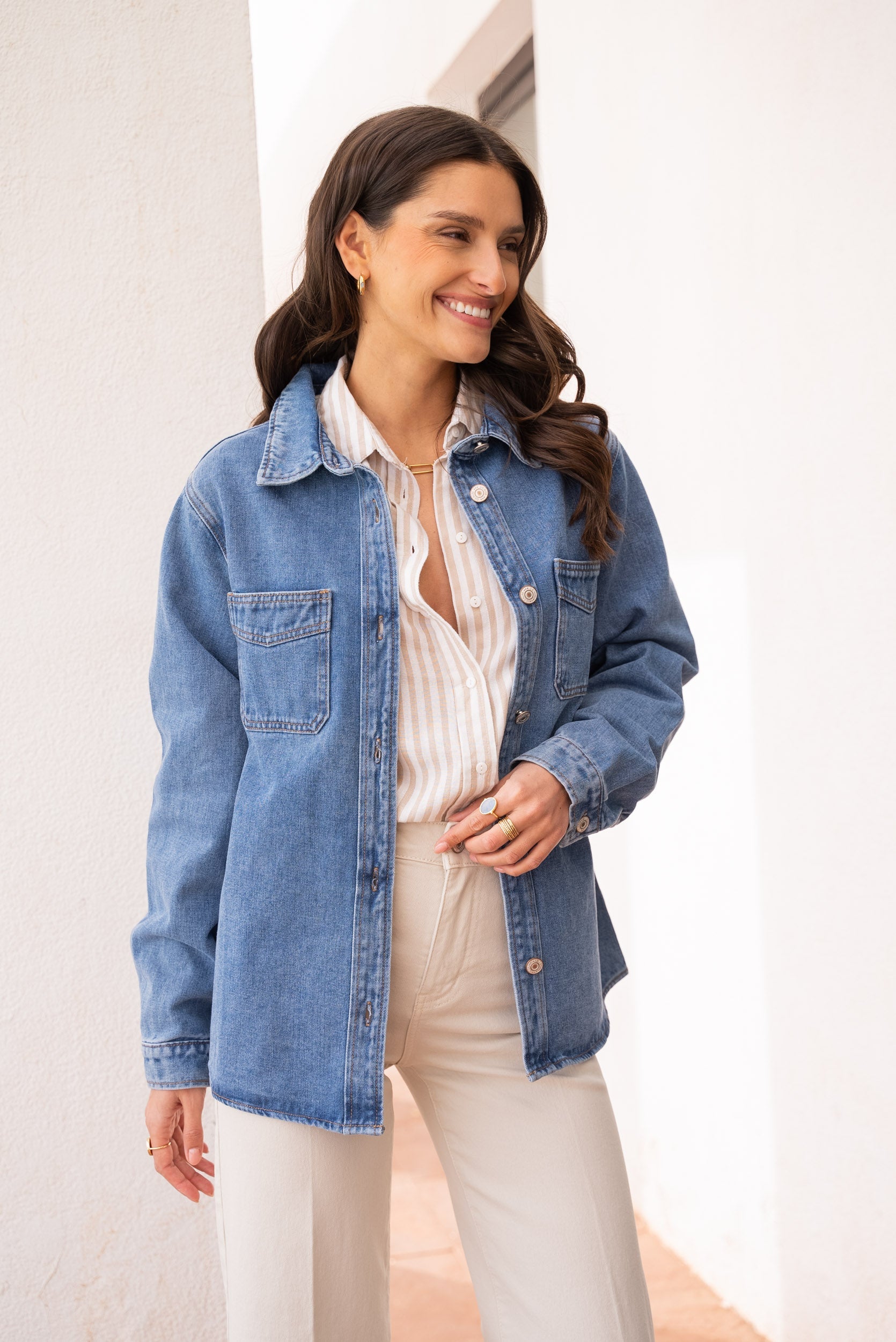 Blouse à manches longues ample et fleurie fille bleu