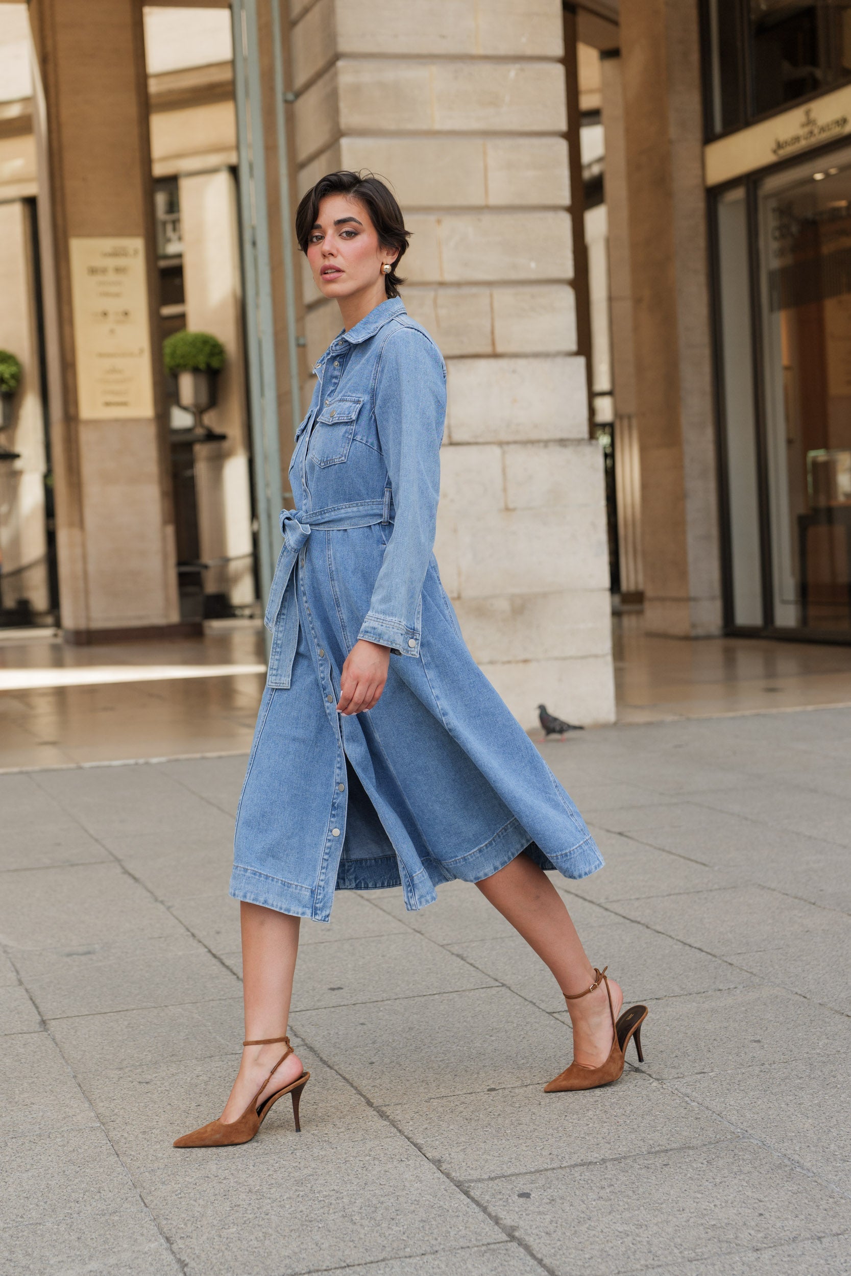 white christmas dresses Bloom Stone Washed Denim Dress main image 1