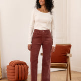 Pantalon Solange - velours rose