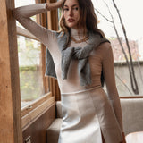 Sacha skirt shorts - silver faux leather