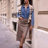 Jupe Kyle - similicuir taupe