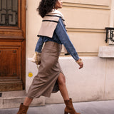 Jupe Kyle - similicuir taupe