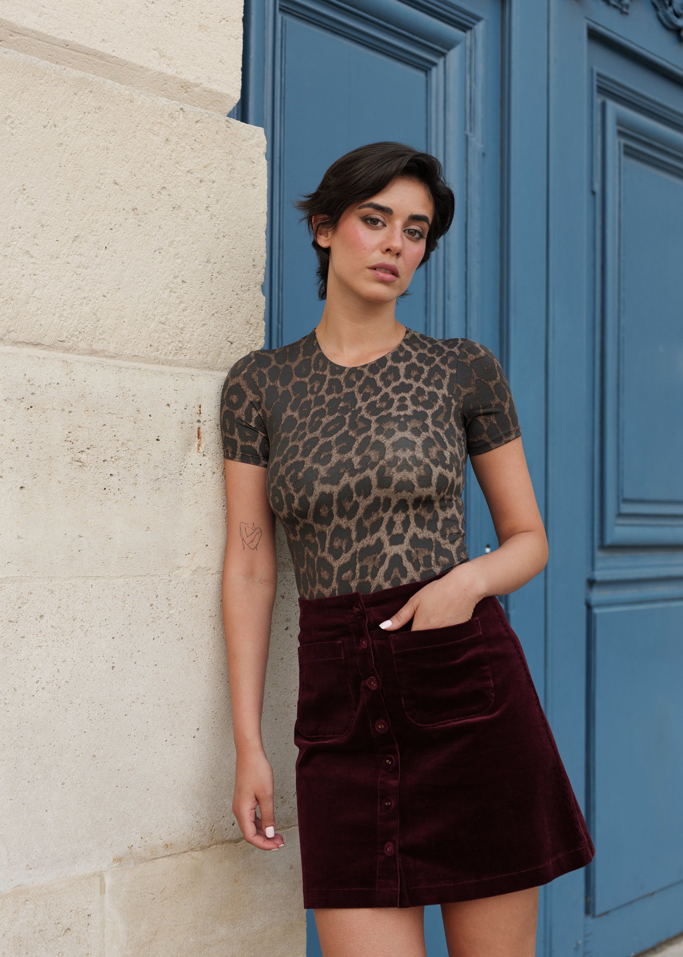 Jupe Jess - velours bordeaux