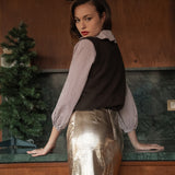 Joey Skirt - Gold Faux Leather