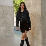 Jupe Short Orelle - velours chocolat