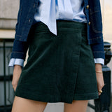 Jupe Short Orelle - velours vert sapin