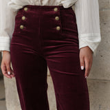 Pantalon Victorine - velours bordeaux
