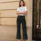 Pantalon Victorine - velours vert sapin