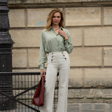 Jean Victorine - denim rayé vert