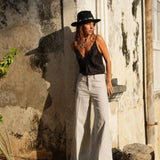 Jean Peter - denim rayé taupe