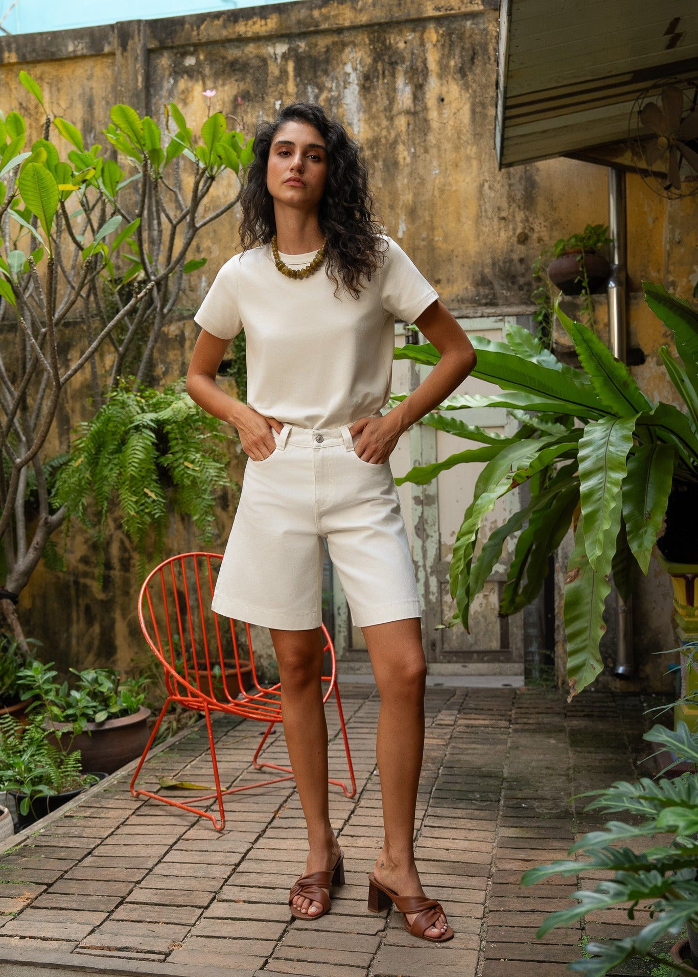 Bermuda Victus - denim blanc