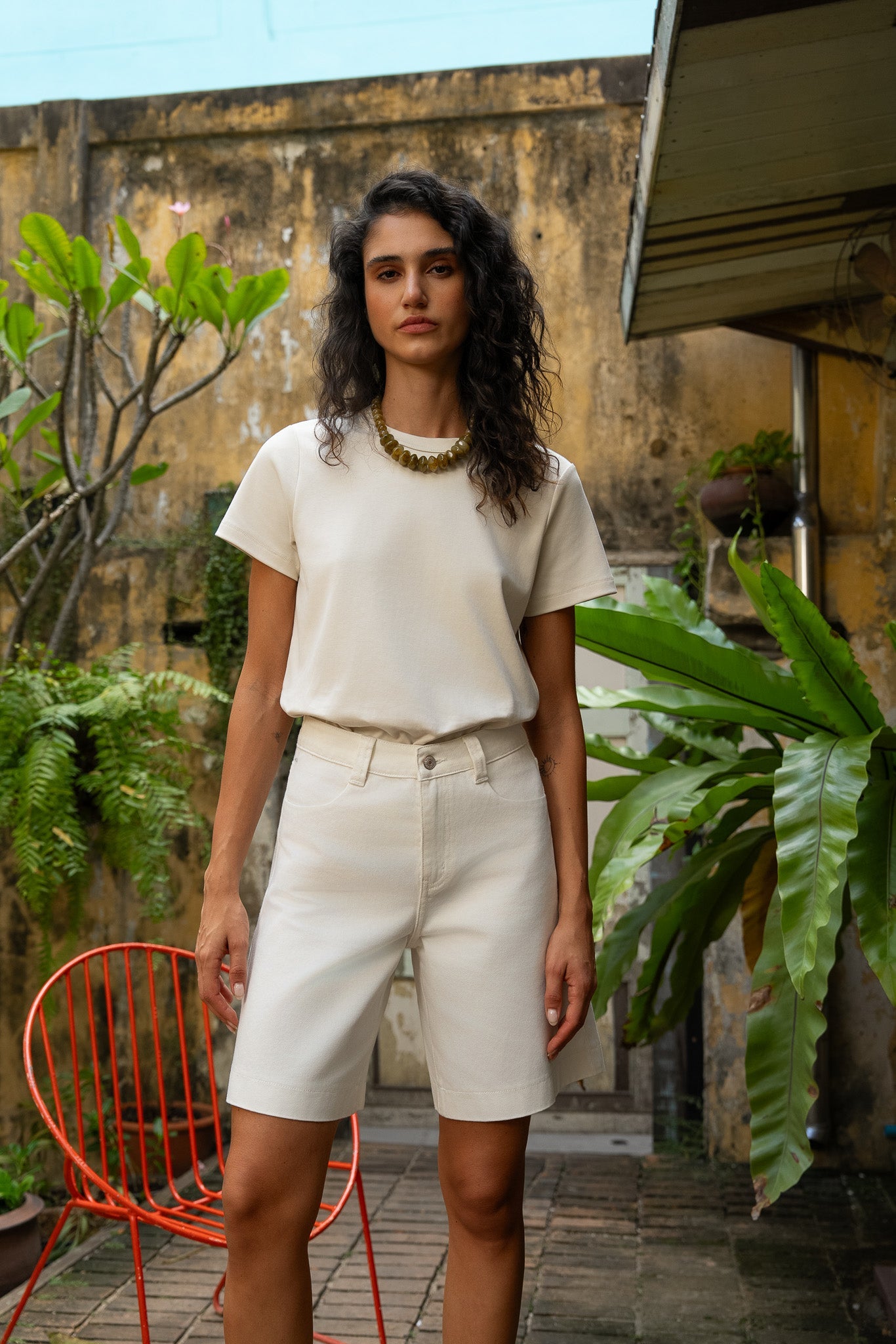 Bermuda Victus - denim blanc
