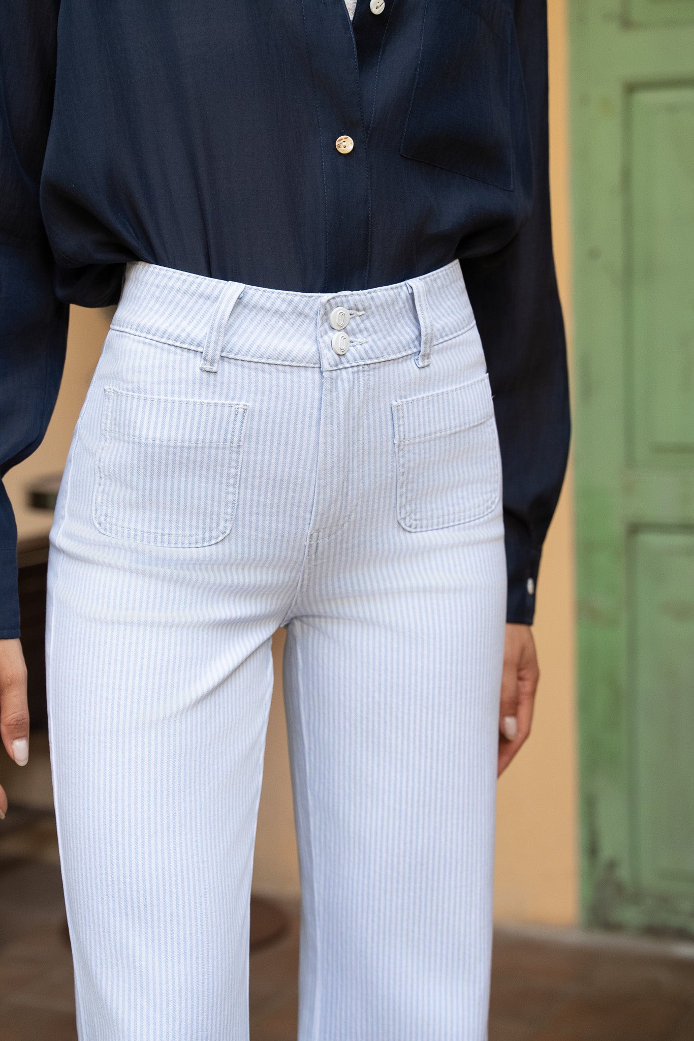 Jean Elena - denim rayé bleu