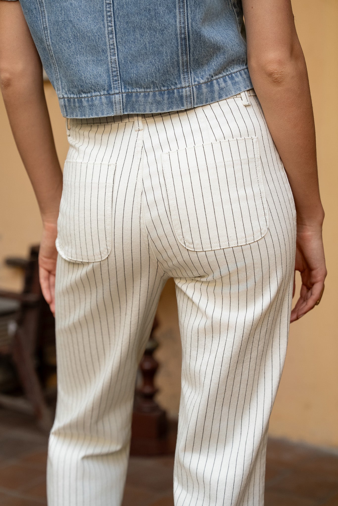 Jean Elena - denim rayé naturel