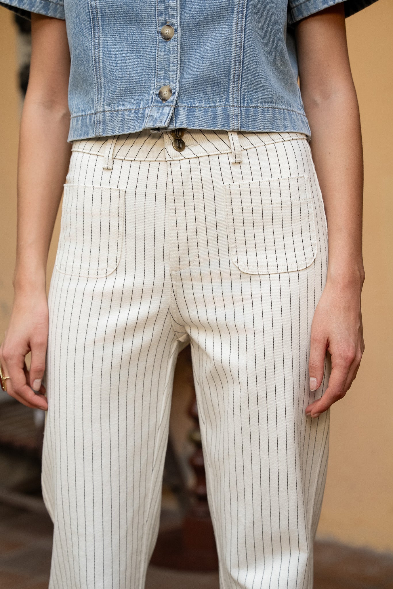 Jean Elena - denim rayé naturel