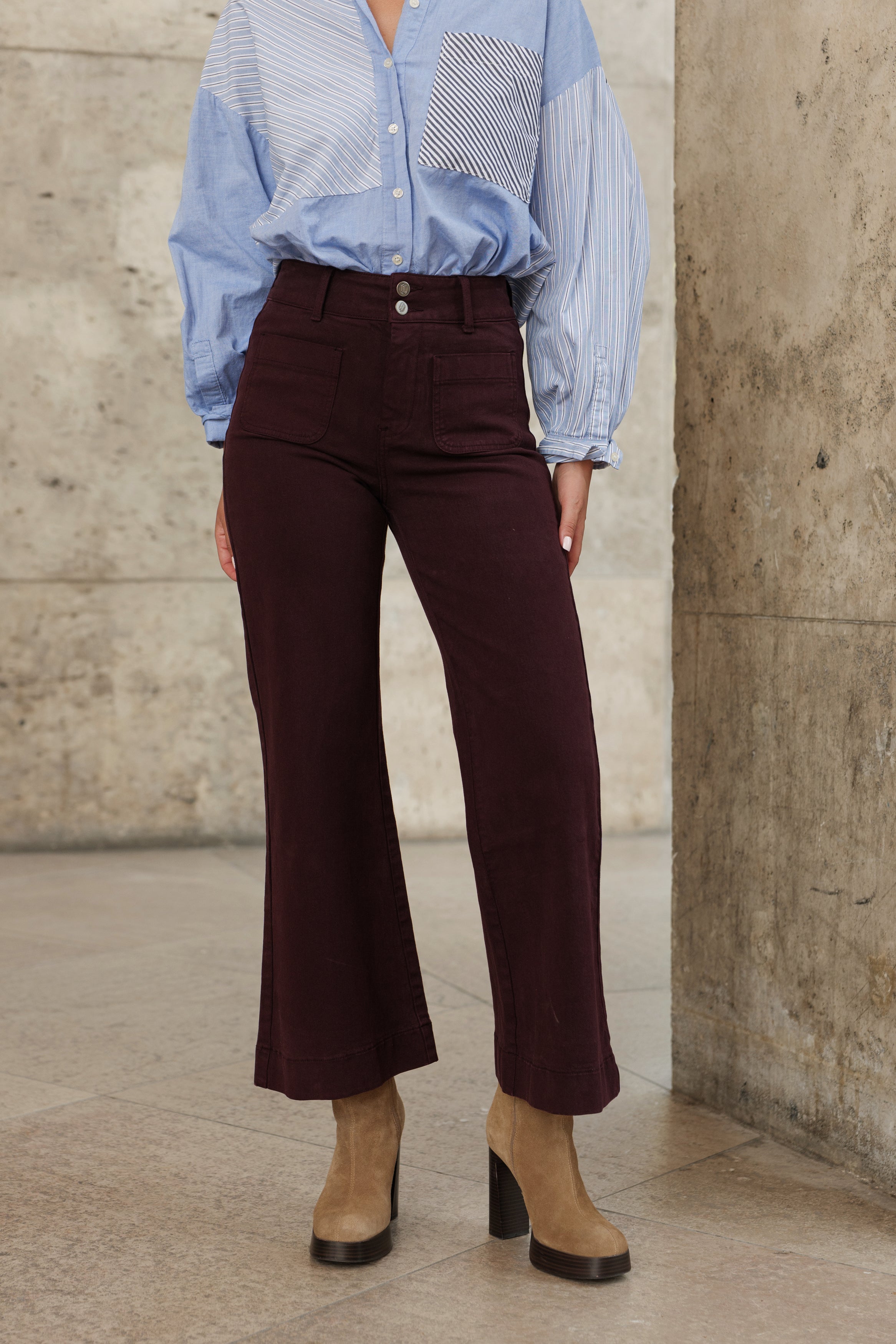Jean Elenette - denim bordeaux - Oraije Paris
