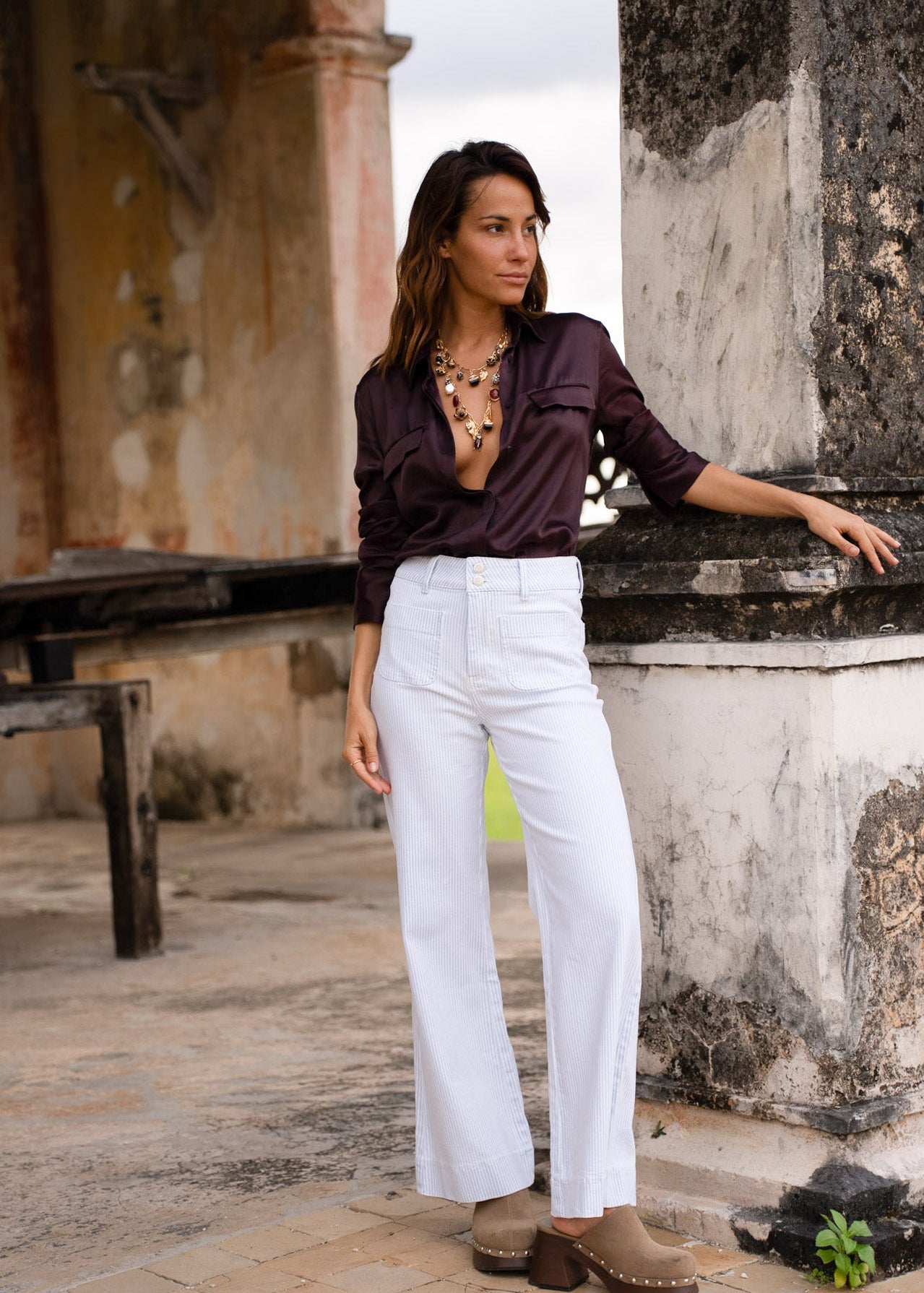 Jean Elenette - denim rayé bleu