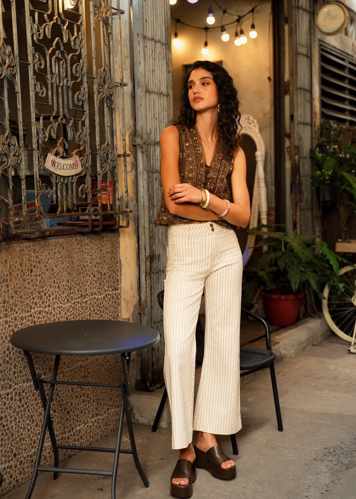 Jean Elenette - denim rayé naturel