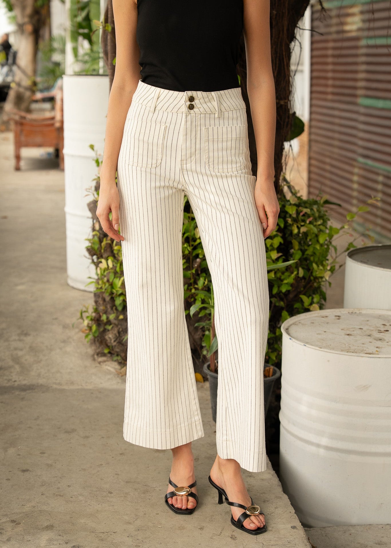 Jean Elenette - denim rayé naturel