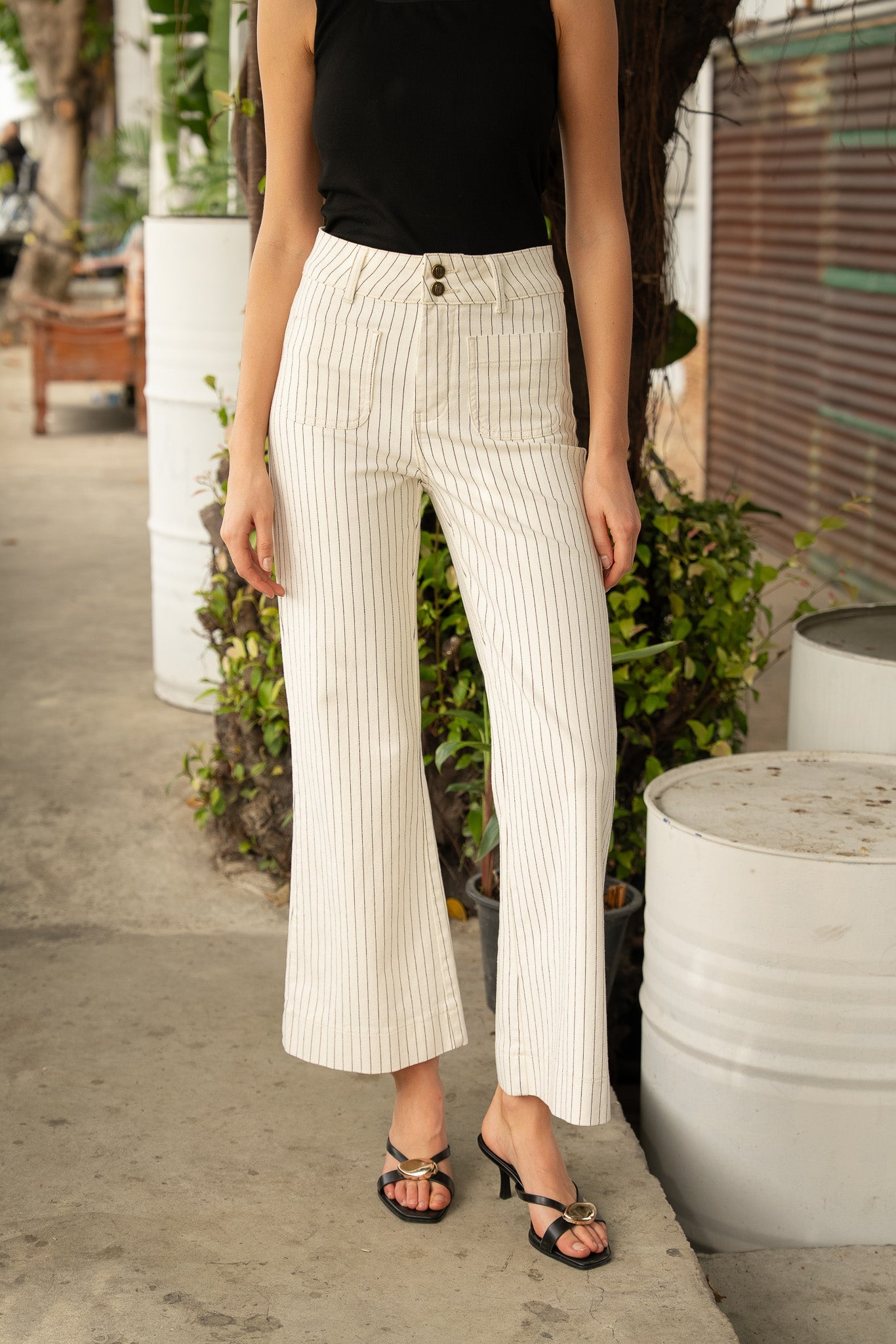 Jean Elenette - denim rayé naturel