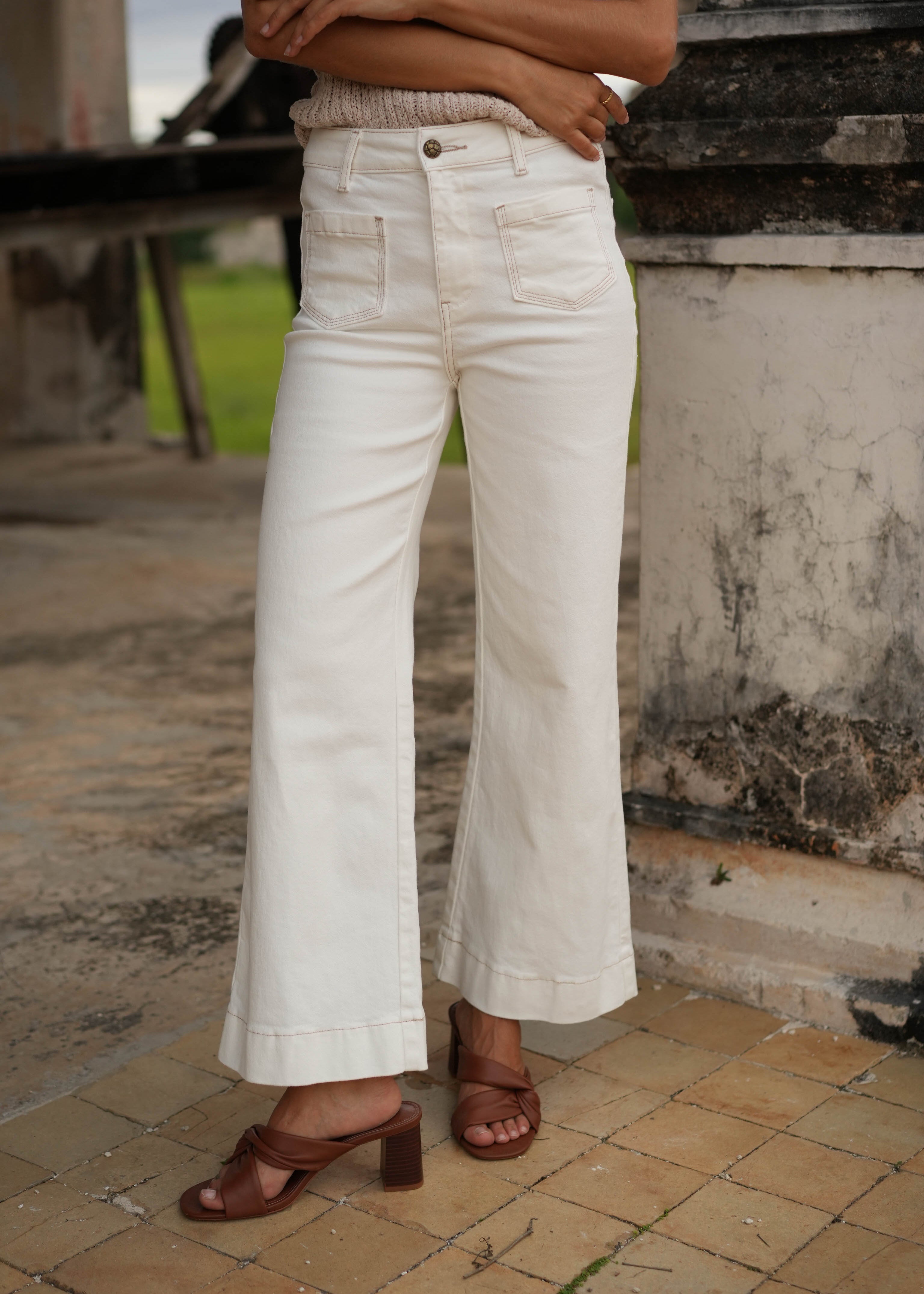 Jean Gasparette - denim blanc taupe - Oraije Paris