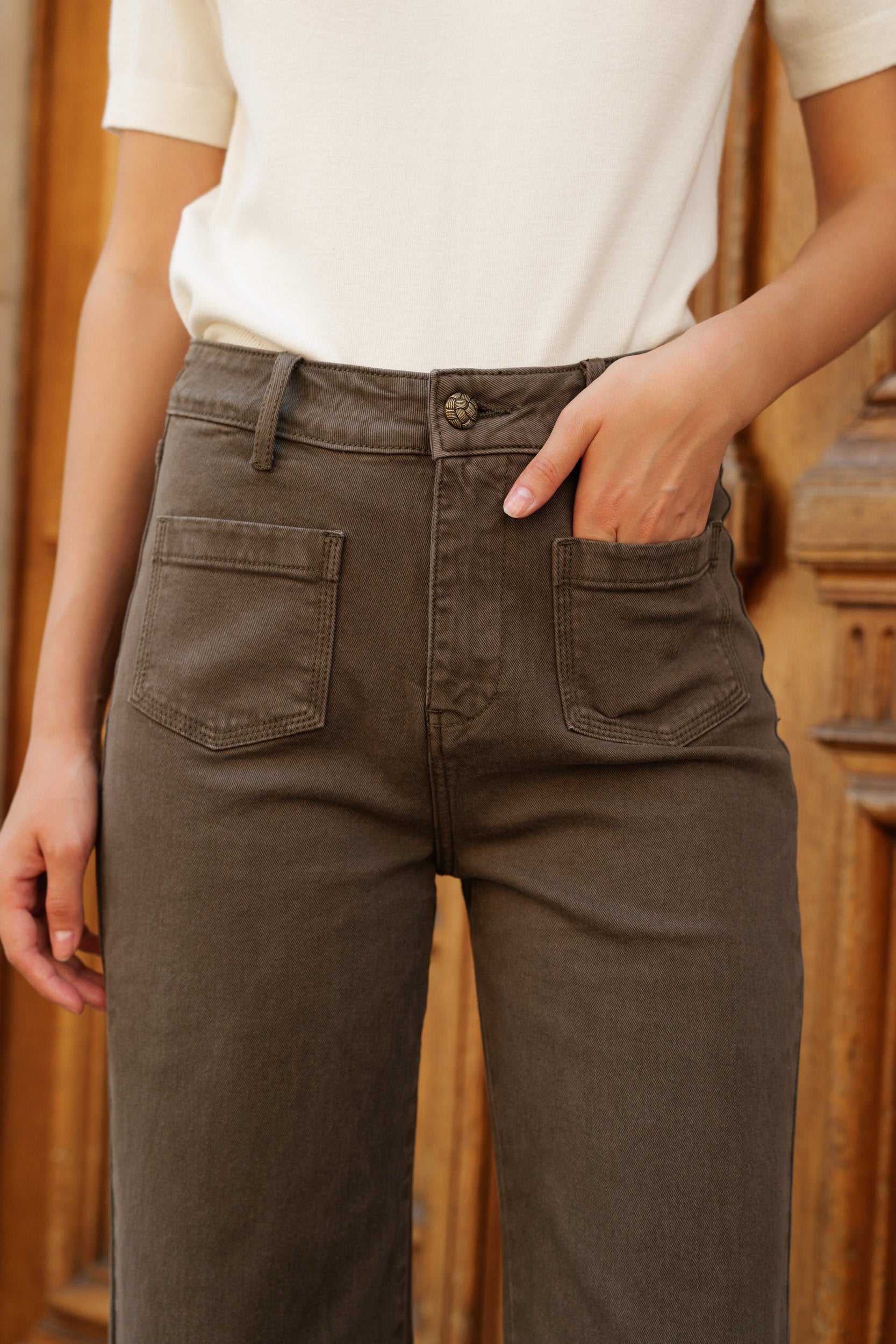 Jean Gasparette - denim kaki - Oraije Paris