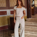 Jean Gasparette - denim rayé taupe