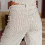 Jean Gasparette - denim rayé taupe