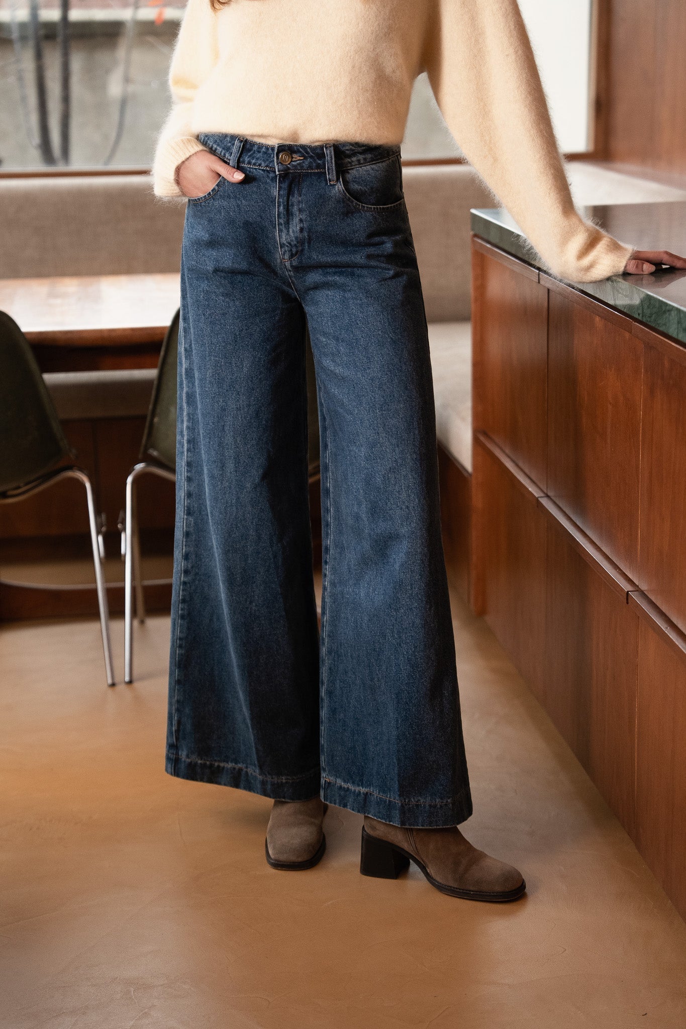 Pepino Dark Blue Denim Jeans – Modern Wide Fit • Oraije Paris
