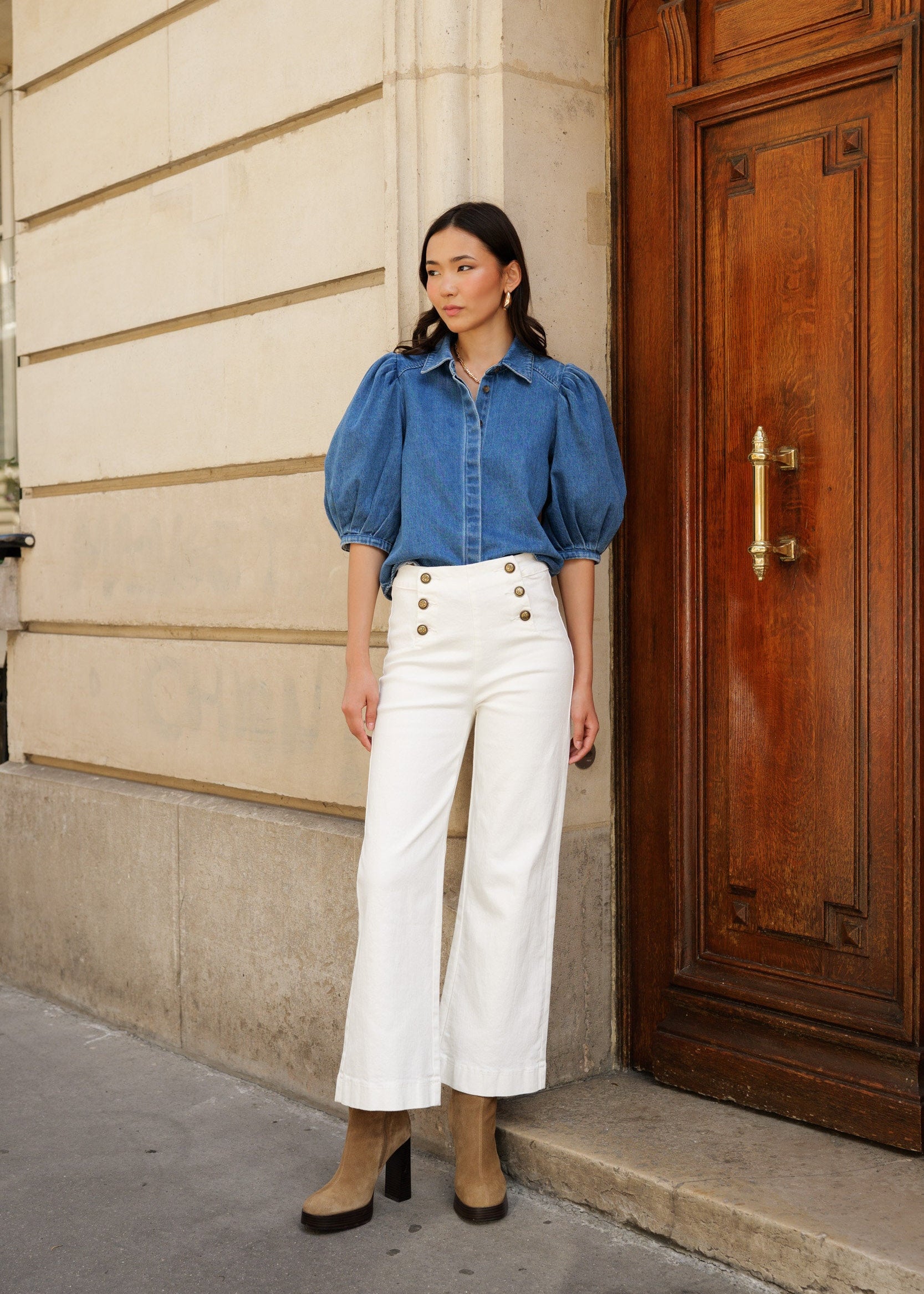 Jean Victorine - denim blanc - Oraije Paris
