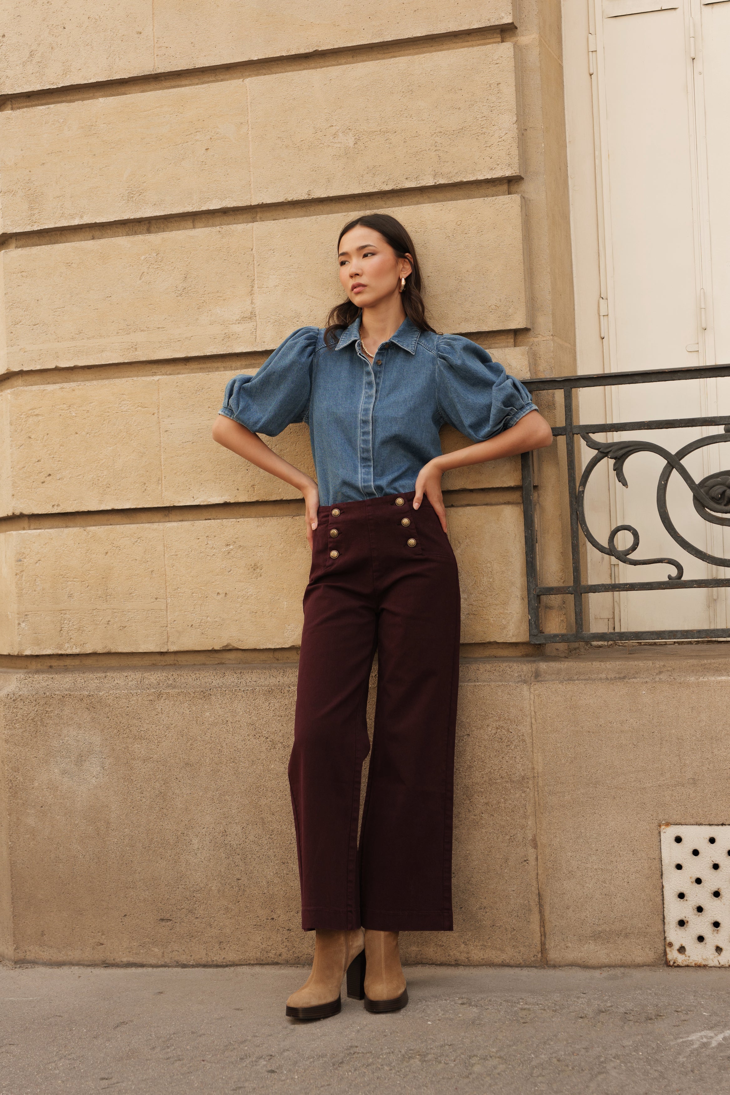 Jean Victorine - denim bordeaux - Oraije Paris