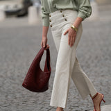 Jean Victorine - denim rayé vert