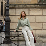 Jean Victorine - denim rayé vert