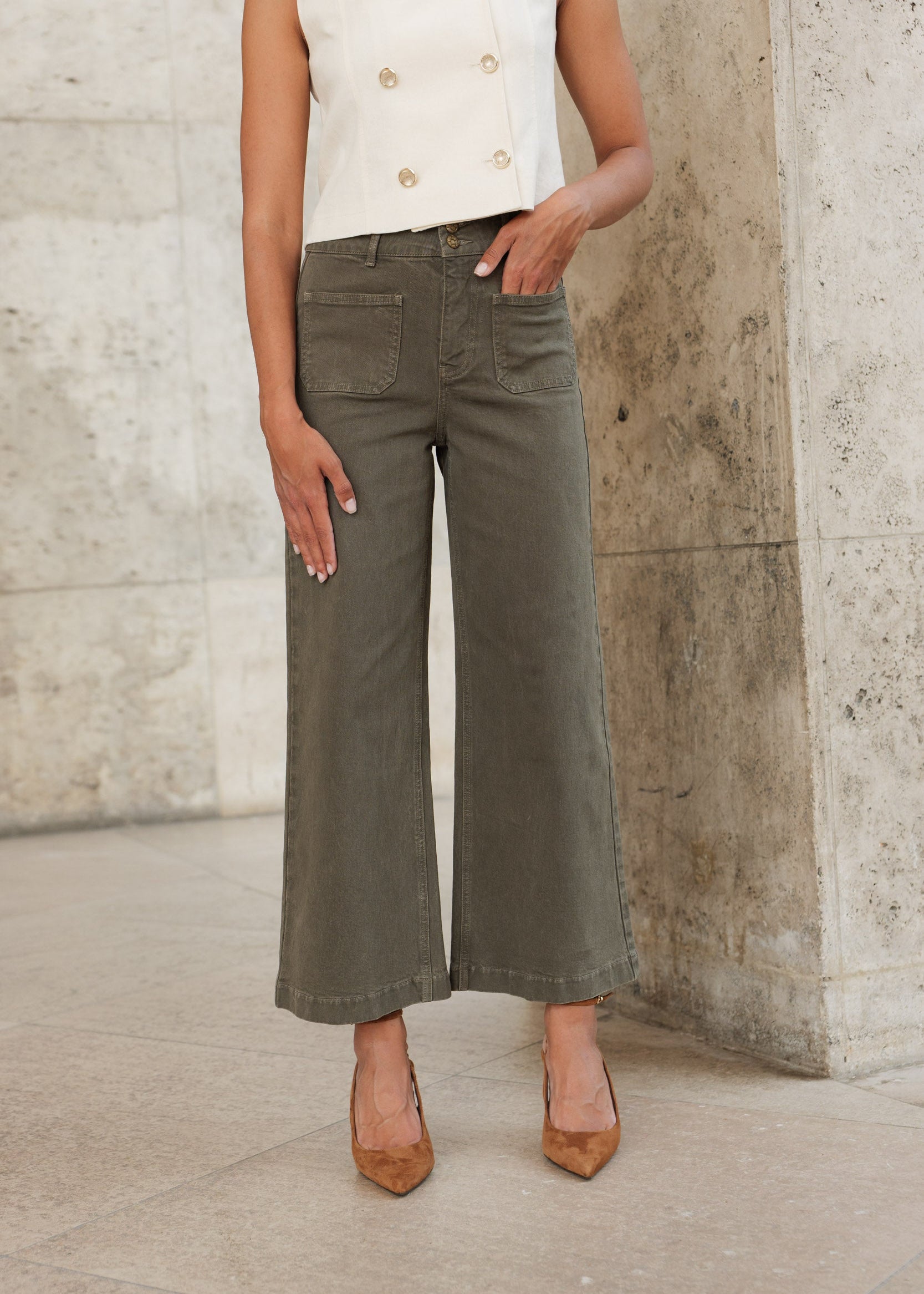 Jean Violette - denim kaki - Oraije Paris