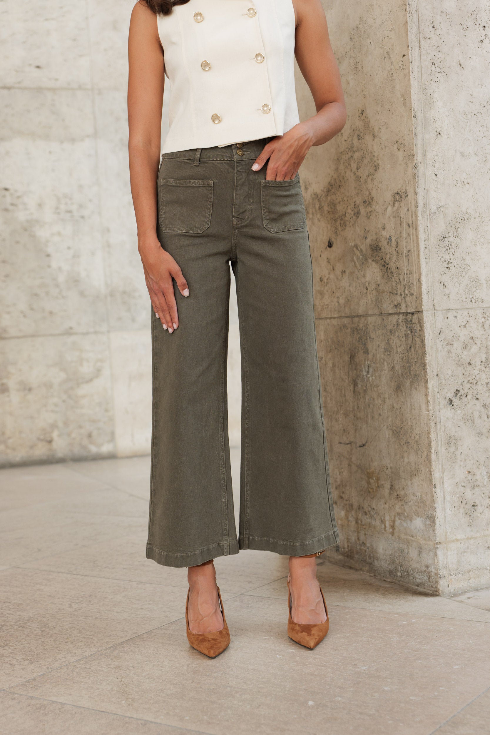 Jean Violette - denim kaki - Oraije Paris