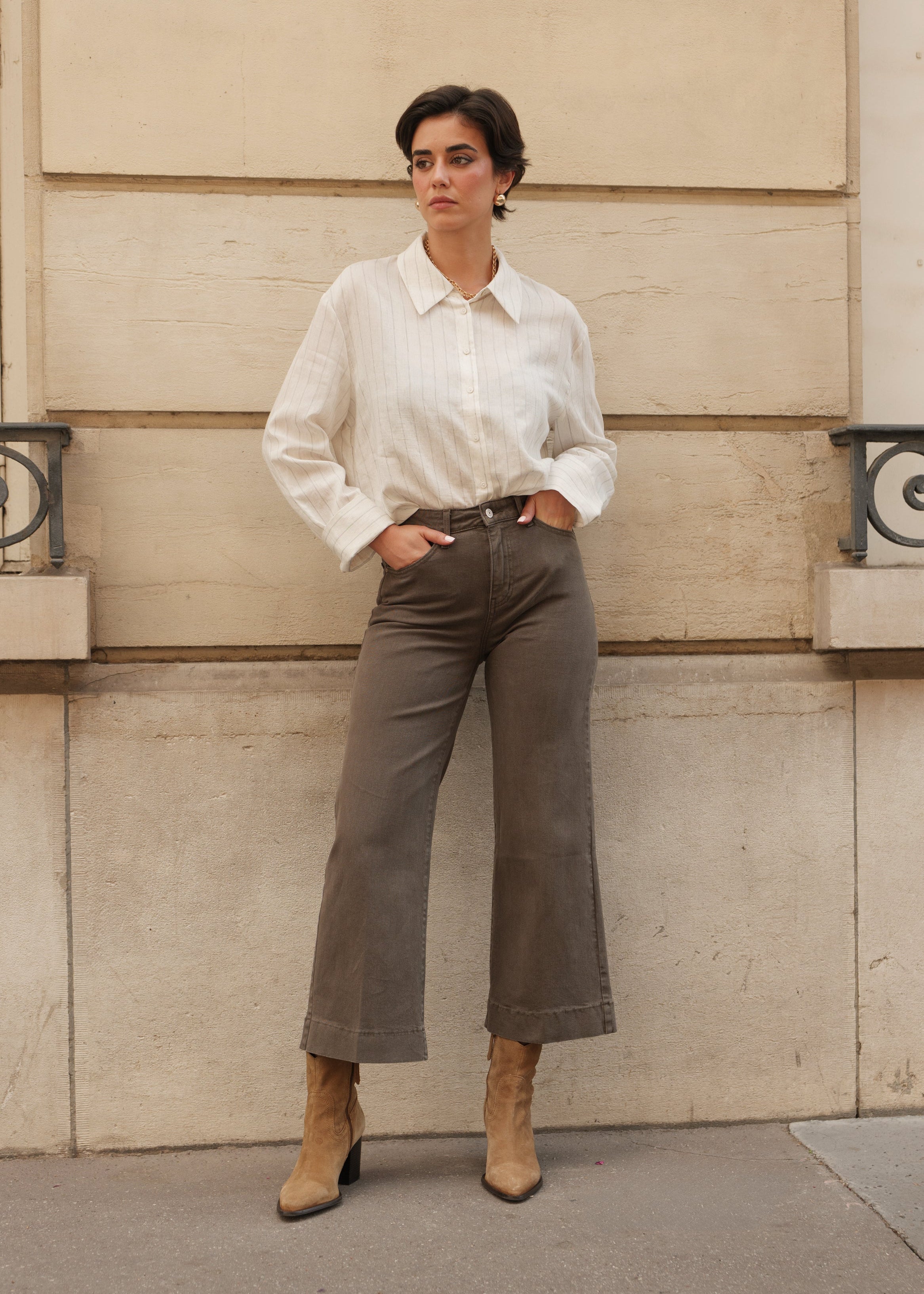 Jean Windy - denim kaki - Oraije Paris