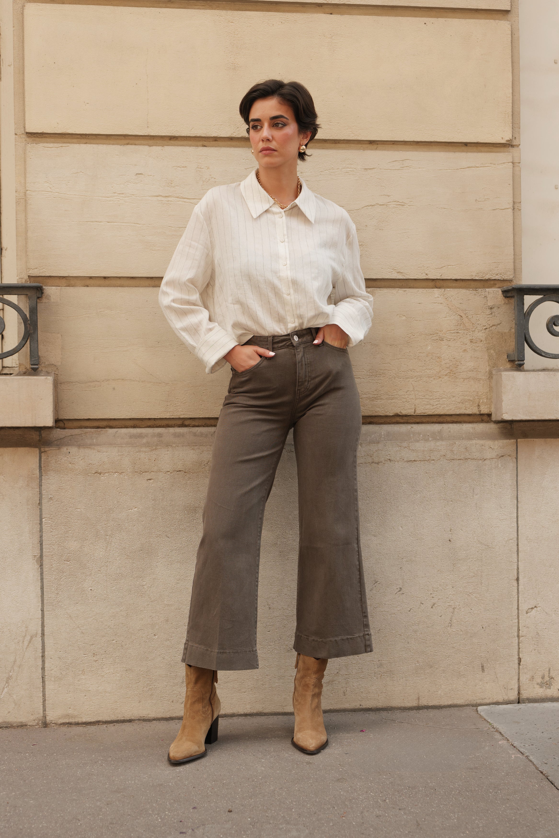 Jean Windy - denim kaki - Oraije Paris