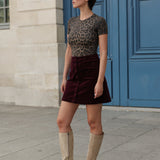 Jupe Jess - velours bordeaux - Oraije Paris