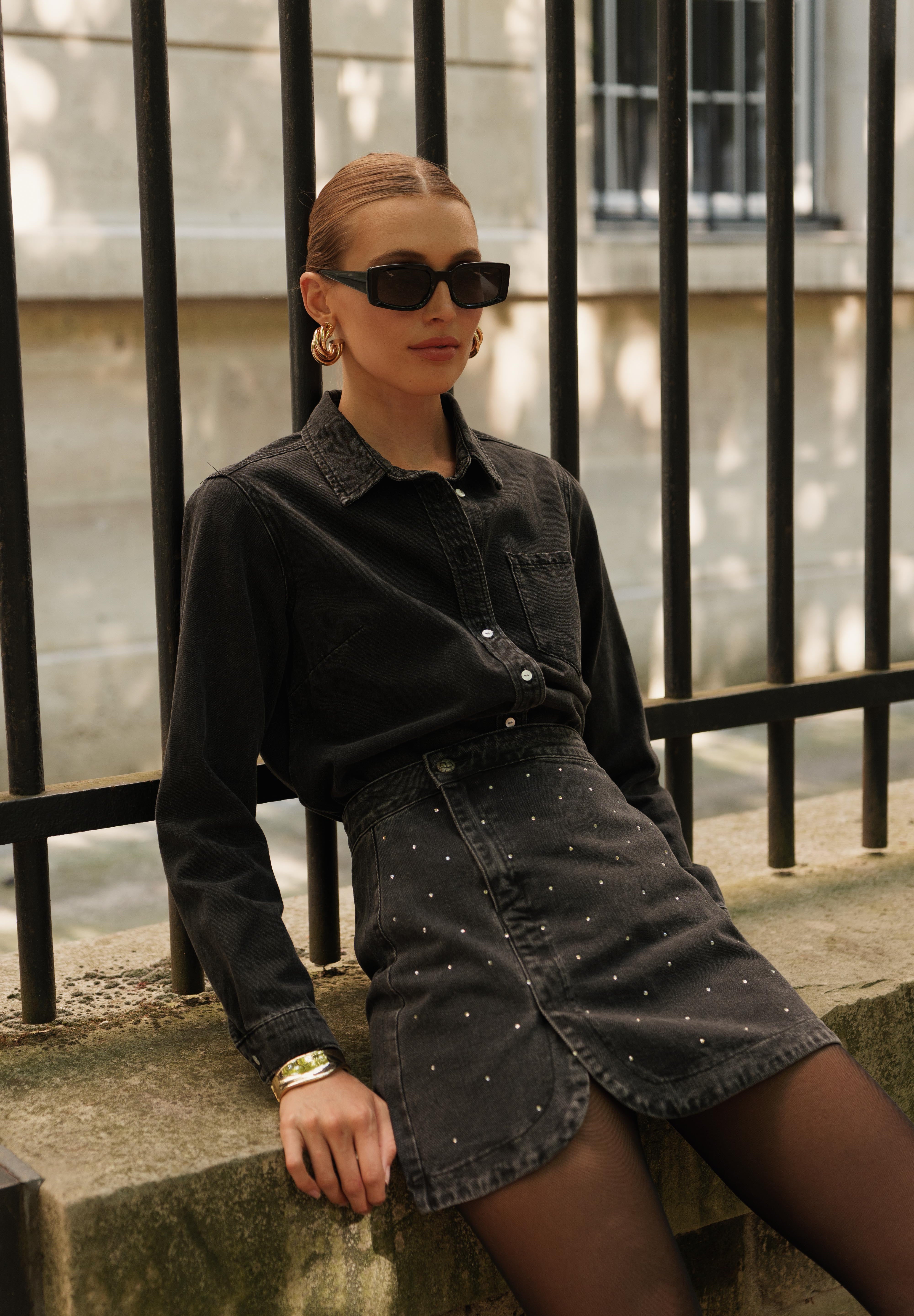 Jupe Jusline - denim gris - Oraije Paris