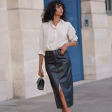 Jupe Kyle - similicuir noir - Oraije Paris