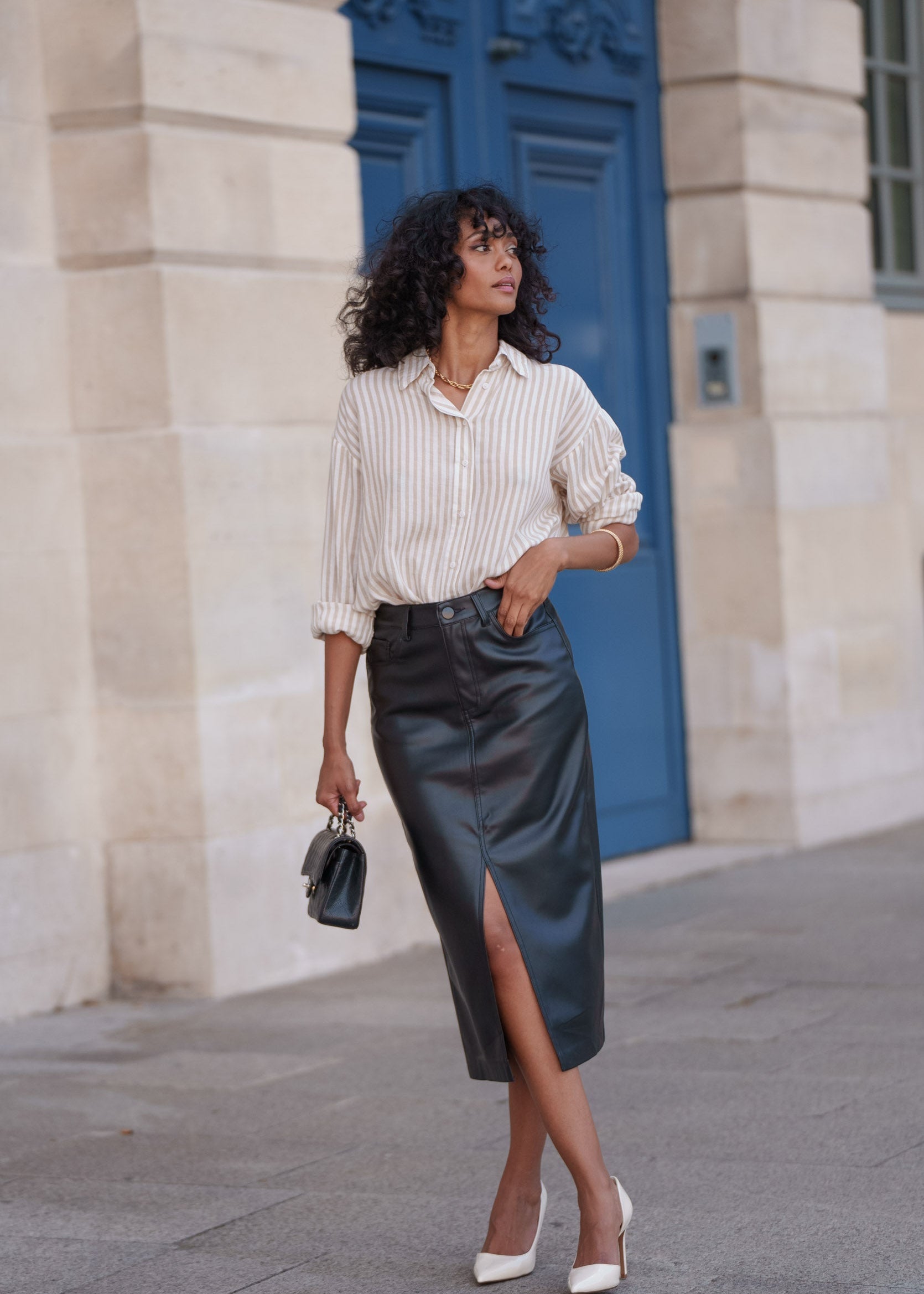 Jupe Kyle - similicuir noir - Oraije Paris