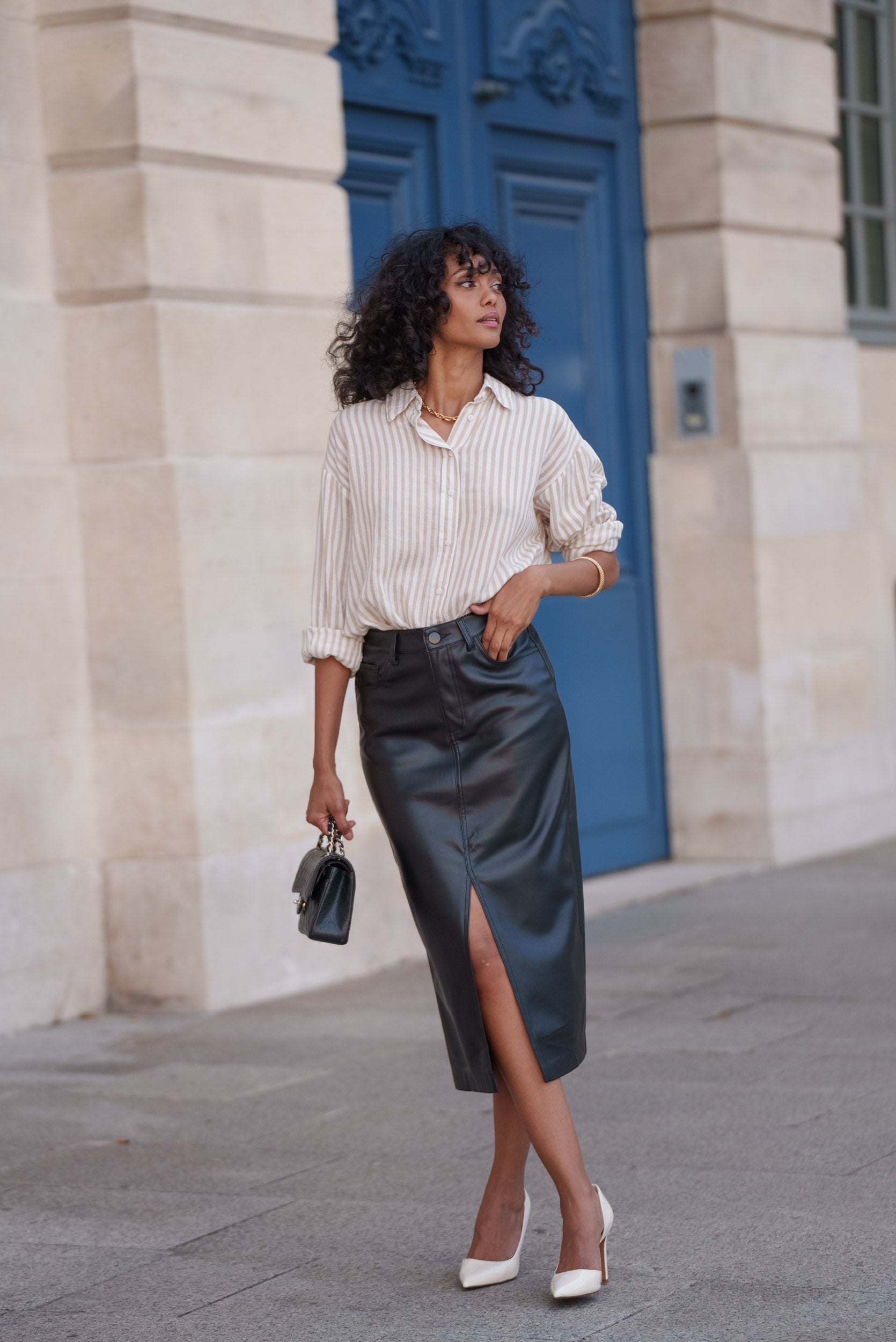 Jupe Kyle - similicuir noir - Oraije Paris