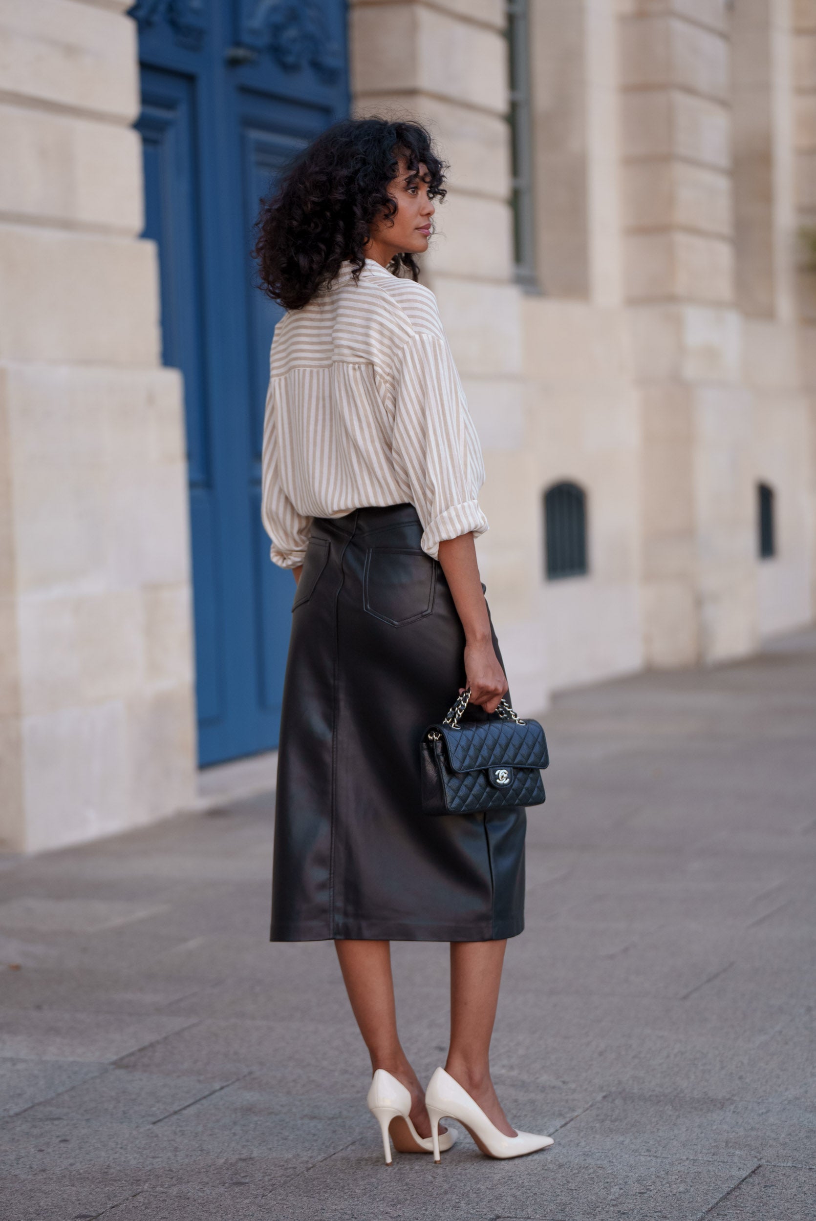 Jupe Kyle - similicuir noir - Oraije Paris