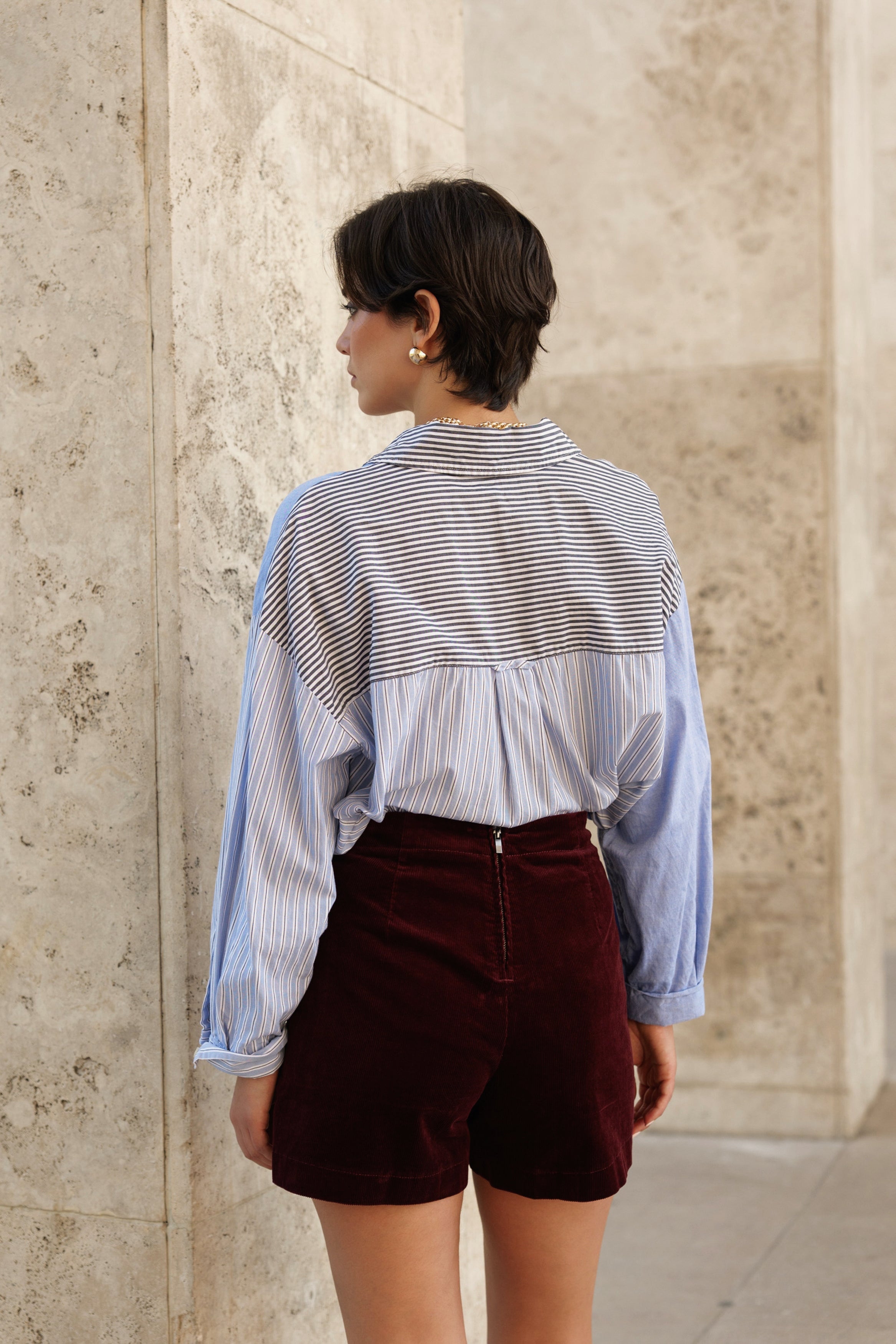 Jupe Short Orelle - velours bordeaux - Oraije Paris