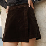 Jupe Short Orelle - velours chocolat - Oraije Paris