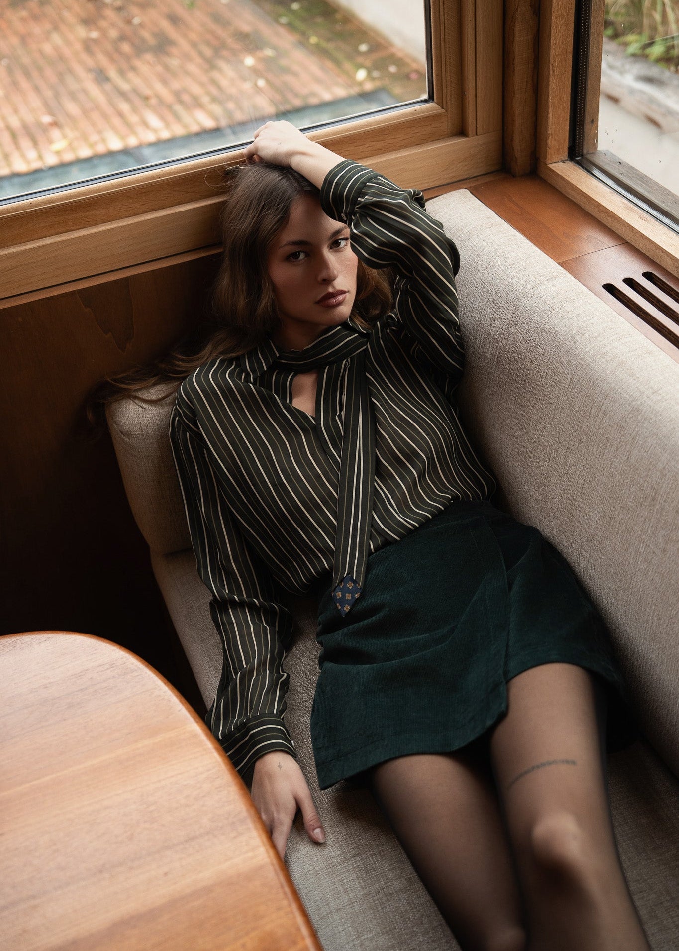 Jupe Short Orelle - velours vert sapin