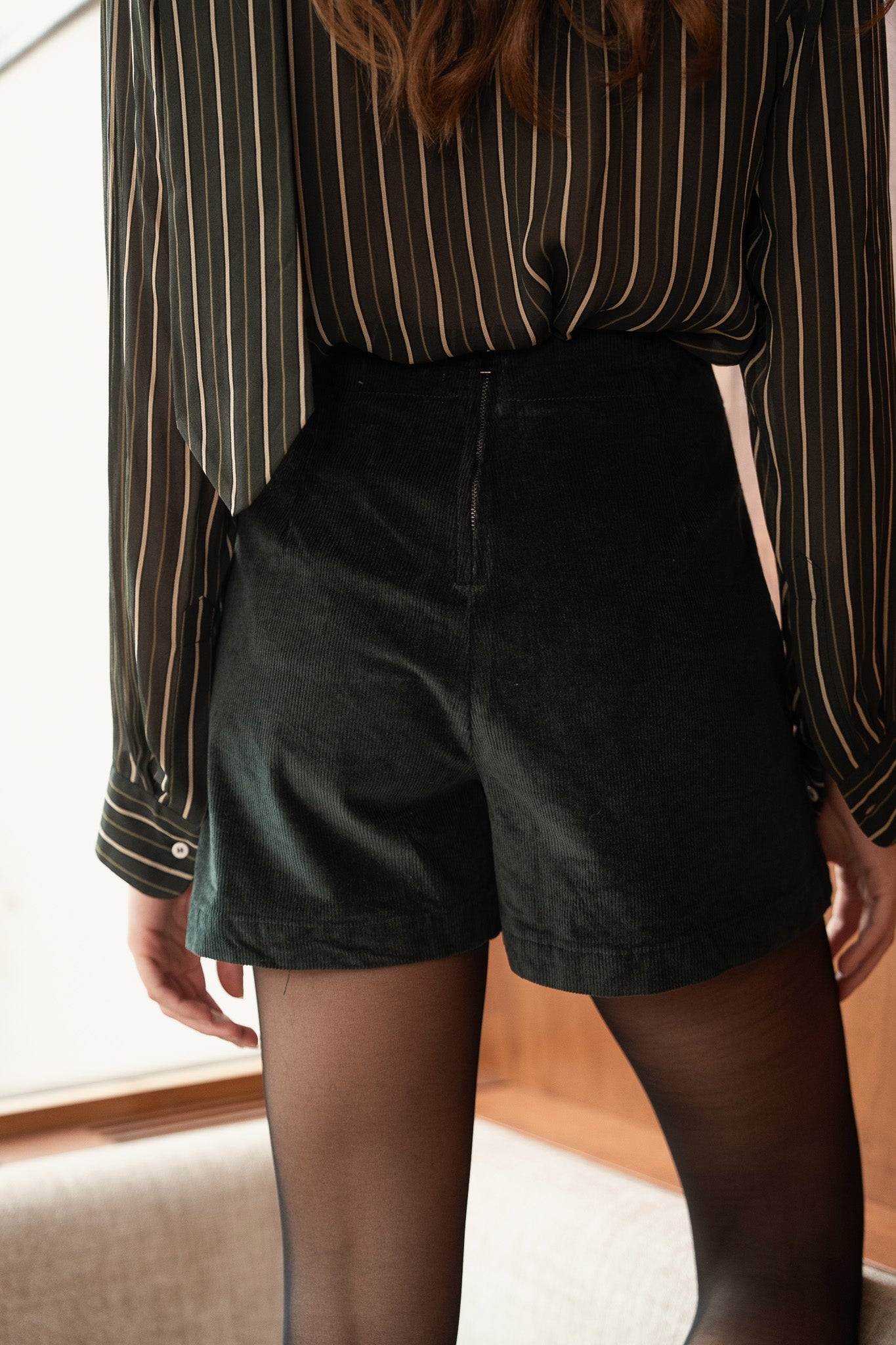 Jupe Short Orelle - velours vert sapin