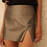 Jupe short Sacha - similicuir bronze - Oraije Paris