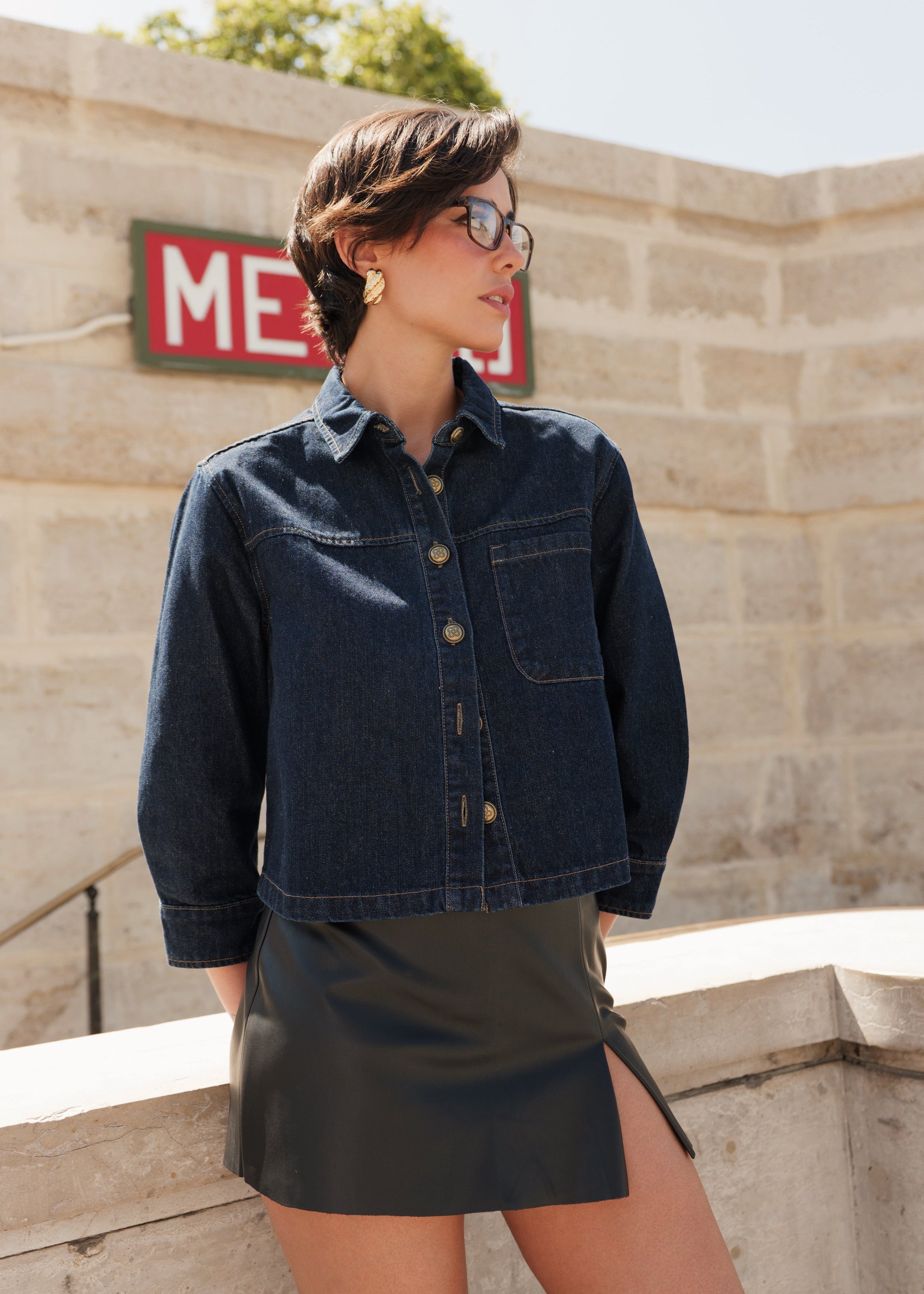 Jupe short Sacha - similicuir noir - Oraije Paris